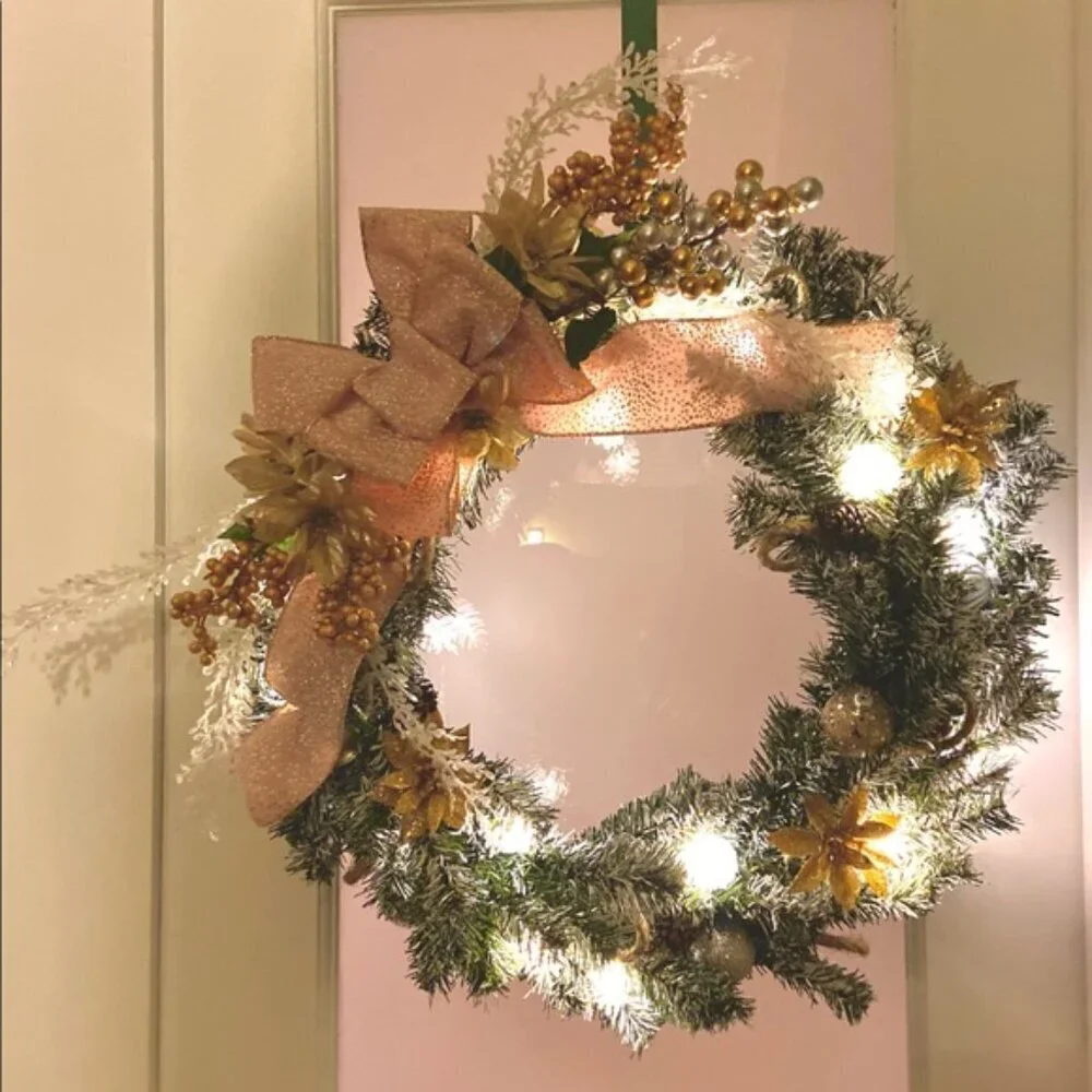 Custom hand made Christmas wreath champagne colors